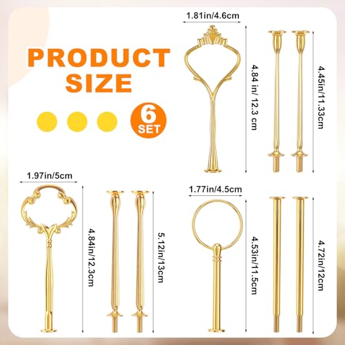 Patelai 6 Sets 3 Tier Cake Stand Hardware Tiered Tray Plate Hardware Kit Heavy Metal Cake Fruit Food Plate Stand Fitting Stacking Kit for Serving Dessert Cupcake Dish Food (Cute,Gold) - color: Gold, size: Cute