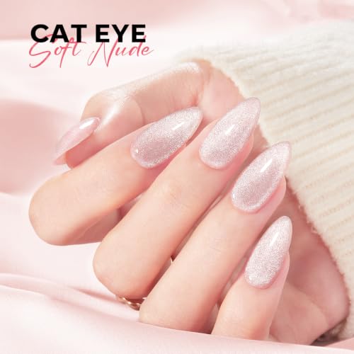 modelones 5 Colors Builder Nail Gel, Cat Eye Gel Top Coat and Magnet Set - color: B2 Nude Builder Cat Eye Top
