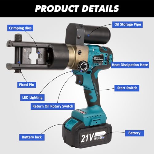 Hydraulic Cable Lug Crimping Tool 8T Battery Powered