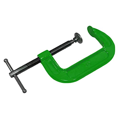 Grip Heavy Duty C-Clamps (4") - Sliding T-Bar Handle with Steel Frame - Powder Coated Chrome Plated Steel Screw and Swivel Pad - Gluing, Nailing, Welding, Cutting - Home, Garage, Workshop - size: 4"