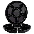 Plasticpro 6 Sectional Round Plastic Serving Tray/Platter (2, Black) - color: Black