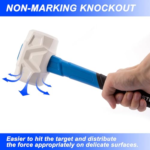 Real Steel Rubber Mallet Hammer 24 OZ White Rubber Hammer with Solid Head, Double-faced Mallets for Flooring, Woodworking, Camping, Automotive 0320 - size: 24 Oz