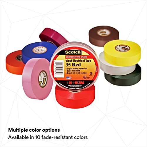 3M Scotch Vinyl Color Coding Electrical Tape 35, 3/4 in x 66 ft, Yellow - 10844-BA-10