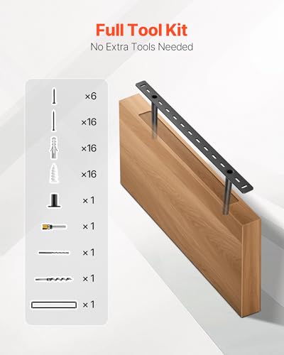 VEVOR Floating Shelf Brackets 2 Pcs, 150 lbs/68 kg Weight Capacity, 22x6.2x1.5 inch / 558.4x157.4x38.1 mm, Heavy Duty Hidden Shelf Brackets Support, Wall Mounting Invisible Floating Shelves Bracket