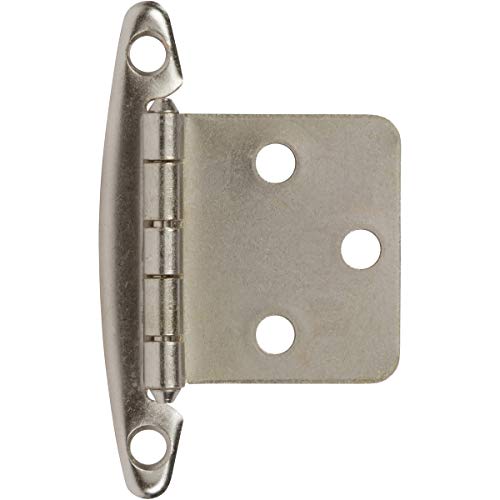 DecoBasics (25 Pairs Pack/50 Pcs) Satin Nickel, Non Self Closing/Free Swinging Variable Overlay Flush Cabinet Hinge - color: Satin Nickel