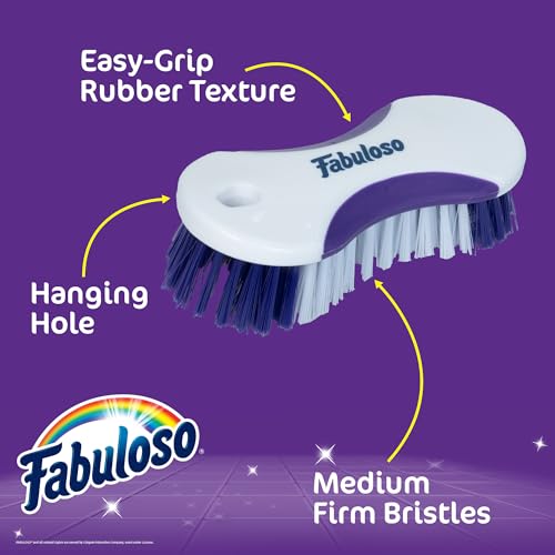 Fabuloso Compact Hand Scrub Brush, White and Purple, 6 Inch - size: Hand-Held Scrub Brush