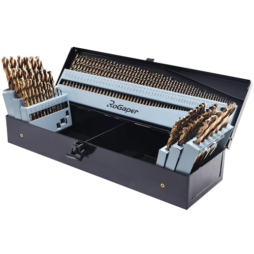 145Pcs Cobalt Drill Bits Set, M35 HSS, 135 Degree Tip, Twist Jobber Length Drill Bit Kit for Hardened Metal, Cast Iron, Stainless Steel, Plastic and Wood with Storage Case, 1/16"-1/2" - style: 145PCS