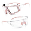 UKNOW Safety Glasses - Anti Fog Wraparound Lenses - Removable Foam Gasket - ANSI Z87.1 Protective Eyewear - Impact Resistant - color: Pink