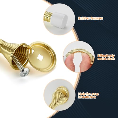 Ravinte Door Stoppers, 12 Pack Gold Spring Door Stops with Rubber Bumper - color: Gold