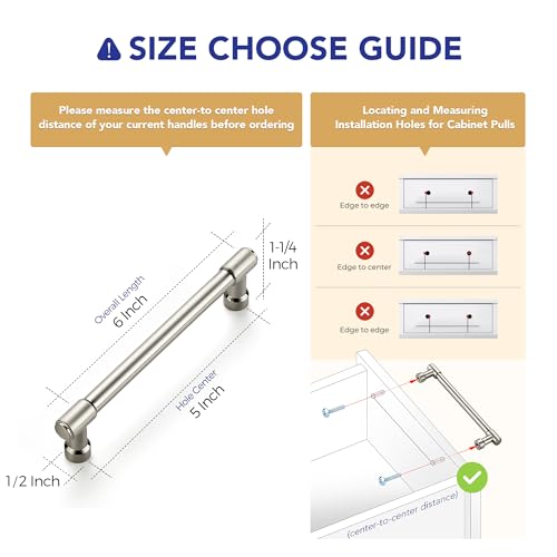Ravinte Brushed Nickel Kitchen Pulls Cabinet Handles 5 Inch 5 Pack - color: Brushed Nickel, size: 5 Inches Hole Center
