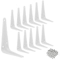 Wideskall® Metal 5" x 6" inch Wall Corner Angle Shelving Shelf Brackets, White, Pack of 12 - size: 5" x 6" inch