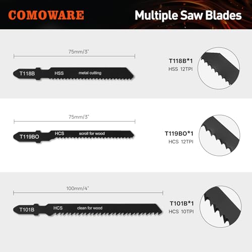 COMOWARE Small File Set, Gift for Dad, 12-Piece Metal Needle File Set with 3 Handsaw Blades, Quick Change Mechanism Handle, Flat, Half-Round, Round & Triangle Files, Portable Case for Woodworking DIY