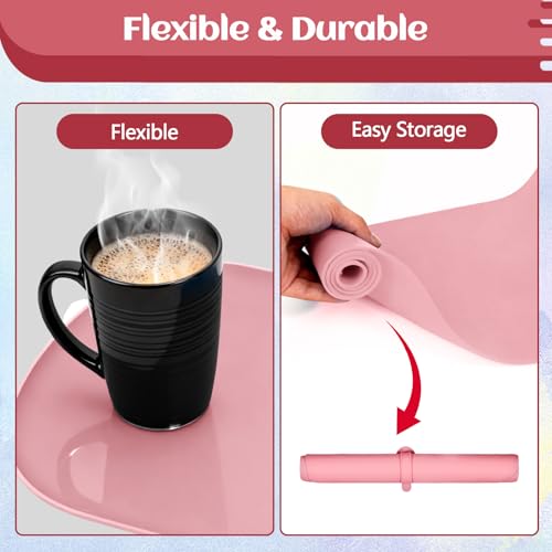 24"x16" Oval Silicone Mats for Crafts - Non-Slip Painting Mat with Raised Edges, Reusable Table Protector for Resin, Clay, Paint ，Playdough ，Jewelry-Making & Crafts Creation (Pink) - color: Pink