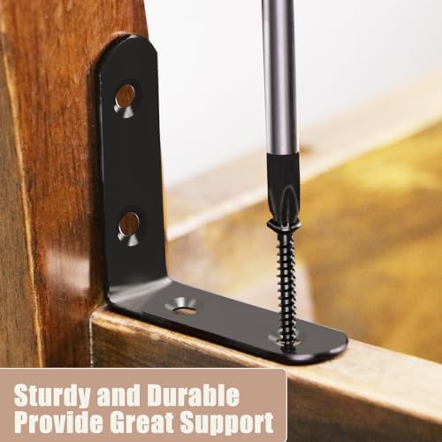 10PCS L Brackets, 2 inch Black Metal Angle Corner Braces with Screws for Wood - style: 2inch L Shape Black 10pcs