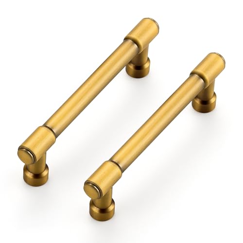 Ravinte Brushed Brass Kitchen Pulls Cabinet Handles 3-3/4 Inch 10 Pack - color: Brushed Brass, size: 3-3/4 Inches Hole Center