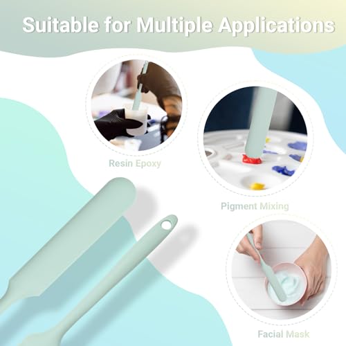 Gartful 6PCS Silicone Spatula Sticks, Non-Stick Epoxy Resin Mixing Sticks Scraper Tools, Reusable Stirring Rods for Resin, Paint, Waxing, Liquid, Arts Crafts Supplies, Facial Mask, Light Green - color: Light Green, size: Large