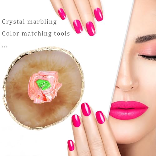 2 Pcs Resin Nail Art Palette Set, Gold Edge, Coffee & White - color: Coffee, White