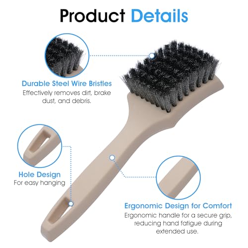 Nanoskin Tire Cleaning Brush Scrubs Sidewalls for Detailers, 8.5" - color: Gray and Beige, size: 8.5"