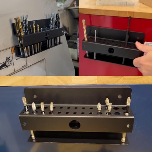 MUTUACTOR Magnetic Drill Bit Organizer,No Drilling Magnet Impact Drill Bit Storage,Anti-Slip Heavy Duty Magnetic Drill Bits Holder for Long Phillips Head Drill Bits,Black,26 Holes - style: Black Magnetic Drill Bit Holder