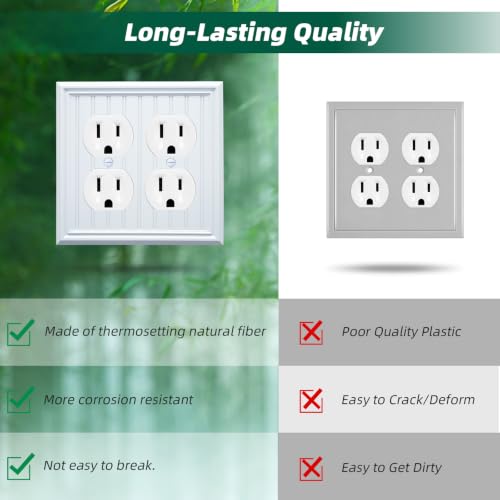 White Natural Material Double Cove Outlet Covesr Wall Plates(2-Pack) - size: Double Duplex