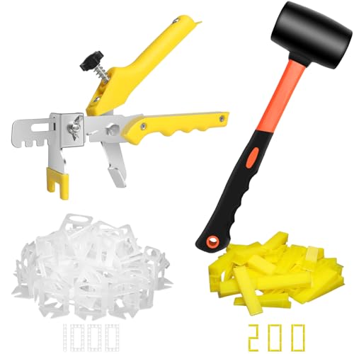 DGSL 1/16 Inch Tile Leveling System, 1000 Tile Spacers and 200 Tile Wedges - size: 1/16 Inch * 1000 Clips