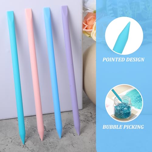 4PCS Silicone Stir Sticks, Reusable Pointed Mixing Sticks for Epoxy Resin, Paint, Making Glitter Tumblers Cups, Arts, Crafts, Facial Mask Stirring Rods, 4 Colors