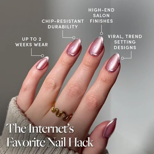 Glamnetic Press On Nails - Short Almond, Velvet Fake Nails 30 Pc Full Kit - color: 3D - Mertini