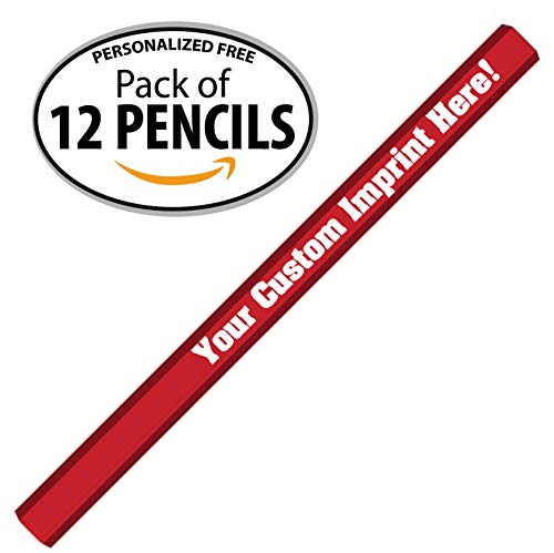 Express Pencils Red Custom Carpenter Pencil Personalized imprinted with your Name, Logo or Message - Pack of 12 - Made in USA (Red) - color: Red
