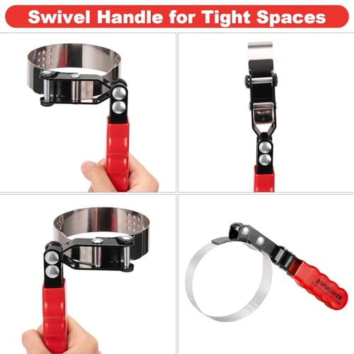 Spurtar Small Oil Filter Wrench Adjustable Swivel Oil Filter Removal Tool - size: Small: 3-1/4" - 3-11/16"