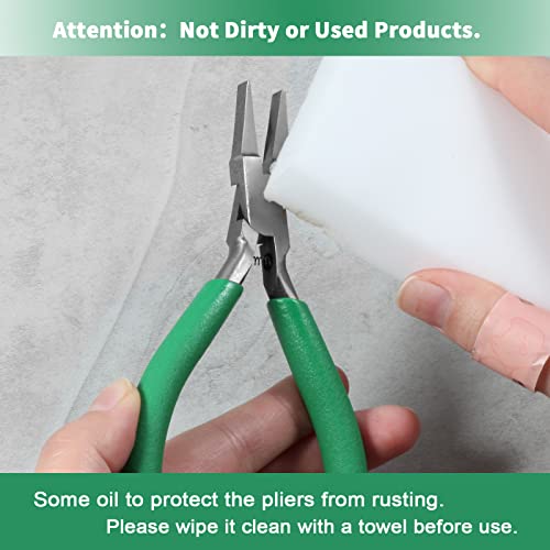 Flat Nose Pliers Smooth Jaw Precision Small Jewelry Beading Making Tool Mini Pliers with Green PVC Handle for Wire Bending Warpping Straightening Shaping Professional DIY Hand Tools - style: Flat Nose Pliers