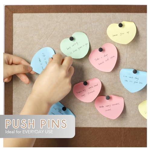 50 PCS Flat Push Pins for Cork Board, Black Metal Thumb Tacks for Wall Picture Photo Hanging, Board Posters Bulletin Maps, Office Home Decorative - style: FLAT BLACK