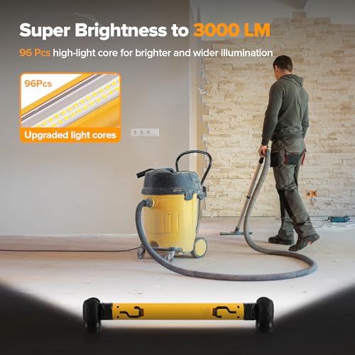 LUTEC 2 Pack 3000LM LED Work Light, 5200mAh Rechargeable Magnetic Under Hood Work Light Bar with Motion Sensor, Cordless Portable Mechanic Light for Car Repairing/Inspection/Garage/Emergency-Yellow