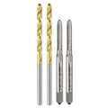 uxcell Tap & Drill Bit Set, 2pcs 5-40 UNC Straight Flute Thread Taps and 2pcs 2.6mm Twist Drill Bits Titanium Coated, HSS6542 Screw Tapping Threading Tools - size: 5-40 UNC + 2.6mm