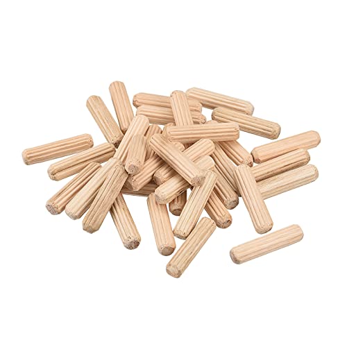 uxcell Wooden Dowel Pins 36pcs 6x25mm(1/4"x1") Fluted Beveled Ends Wood Dowel Pegs Kiln Dried Hardwood for Woodworking Furniture Shelf - size: 6x25mm