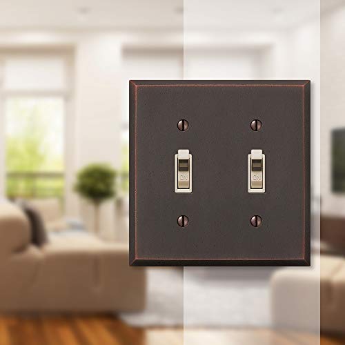 Amerelle Manhattan Double Toggle Cast Metal Wallplate in Aged Bronze - size: 2 Toggle