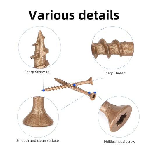 Deck Screws #8 x 2’’, T25 Star Torx Drive Flat Head Wood Screws, Brown, 5lb - color: Brown, size: 8X2’’