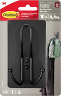 Command X-Large Matte Black Triple Hook, 1-Hook, 3 Strips, Damage-Free Hanging with Adhesive Strips, No Tools Wall Hook for Hanging Decorations in Living Spaces (Pack of 8) - style: (Pack of 8)