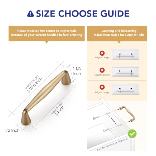 Ravinte Champagne Bronze Cabinet Handles Solid Handles,3 Inch,10 Pack - color: Champagne Bronze, size: 3 Inches Hole Center