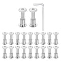 HARFINGTON 20 Set M6x25mm Hex Drive Socket Cap Bolt and M6x10mm Nuts with M4 Hex Wrench, Furniture Connector Bolts and Screws for Furniture Countersunk Belt, Silver - size: M6x25mm, M6x10mm