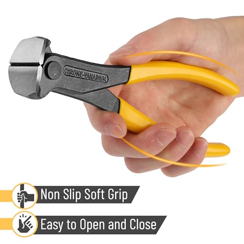 Bates- Nail Puller, Yellow, Nail Remover Tool, Cutting Pliers, Carpenter Tools, Staple Puller, Nail Puller Tool, End Cutting Pliers, Nail Pliers, Nail Pulling, Nail Puller Pliers, Nippers Tool - color: Yellow, size: 7", 1 Pack