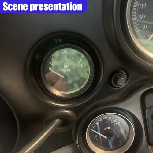 2" 52mm 12V Fuel Level Gauge Meter Kit with Nut/Bracket, Black - color: Black