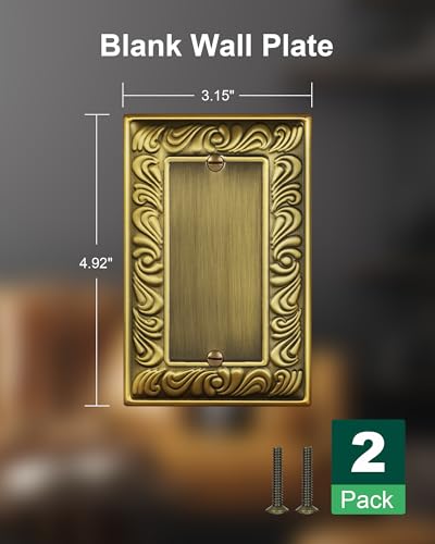 2-Pack Paisley Pattern Blank Outlet Cover Wall Plate,Metal Switch Plates - style: 1 Blank 2PK