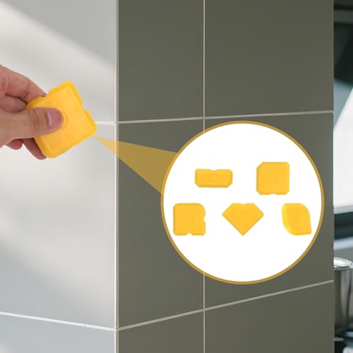 Tinoaly 10pcs Silicone Cramer Spreader Caulking Tool Kit, Sealant Profiling Finishing Smoothing Tool Caulk Remover Grout Scraper Mastic Applicator for Kitchen Bathroom Floor Window Sink (Yellow) - color: Yellow