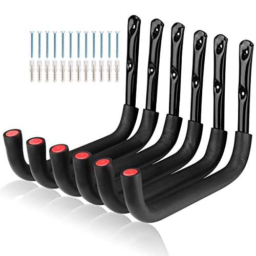 6 Pack Heavy Duty Garage Storage Hooks, 12.7 Inch Wall Mounted Utility Hanger & Organizer to Hanging Ladder, Canoe Paddleboard, Surfboard, Skiboard, Hose, Folding Chairs, Bike and Garden Tools - size: 12.7in-6 Pack
