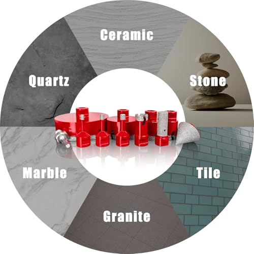 Diamond Hole Saw Kit, Tile Hole Saw Kit Vacuum Brazed 11Pcs (1/4"-5") - size: 6/8/10/25/35/50/75/127MM/2"/20MM