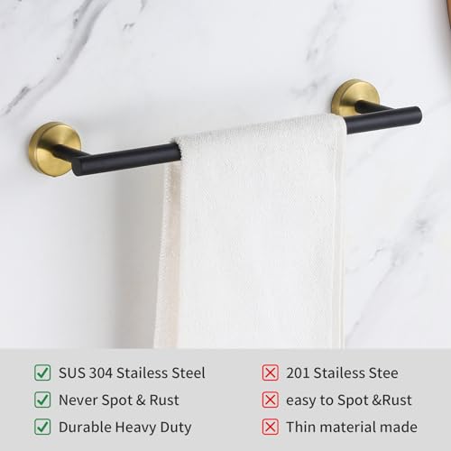 Bathroom Hardware Set 24 Inch, Black Gold Towel Bar Set Including 24" Hand Towel Bars, Toilet Paper Holders, Towel Rings, Robe Towel Hooks - color: Black Gold-10pcs-24inch