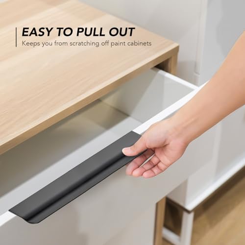 Matte Black Cabinet Handles Finger Edge Pulls 7.8 Inch CC 10 Pack - color: Matte Black, size: 200mm/7.8" Overall Length