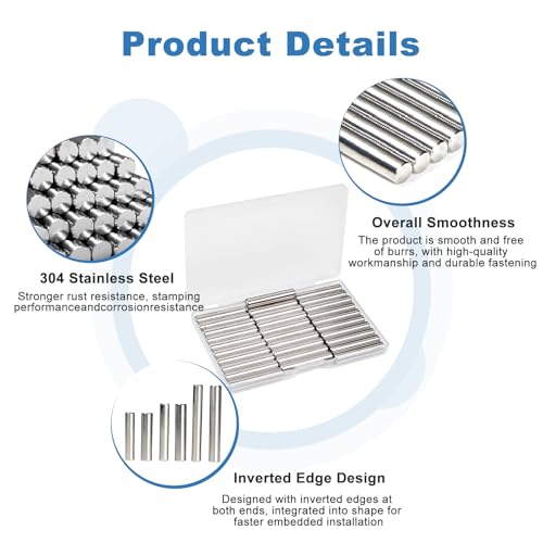30Pcs M6 x 40mm (Approx 1/4" x 1-9/16") 304 Stainless Steel Dowel Pins - size: M6 x 40mm