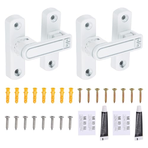 uxcell 2Pcs Barn Door Lock, Zinc Alloy 90/180 Degree Flip Gate Latches, Adjustable Security Sliding Door Latch Lock with Screws for Cabinet, Bathroom, Window, Garden, White with Sticker - color: White