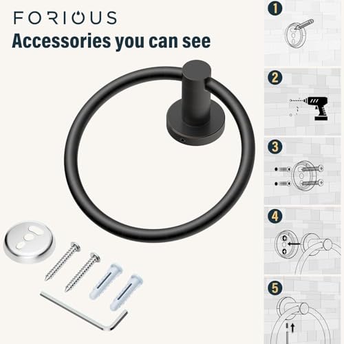 FORIOUS Toilet Paper Holder and Towel Ring Set, Bathroom Accessories Set - color: Oil Rubbed Bronze